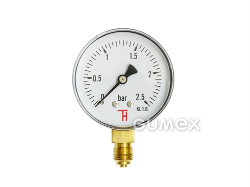 Standard Manometer mit dem Anschluss unten, 63mm, Außengewinde G 1/4", 0-2,5bar, -40°C/+60°C, 